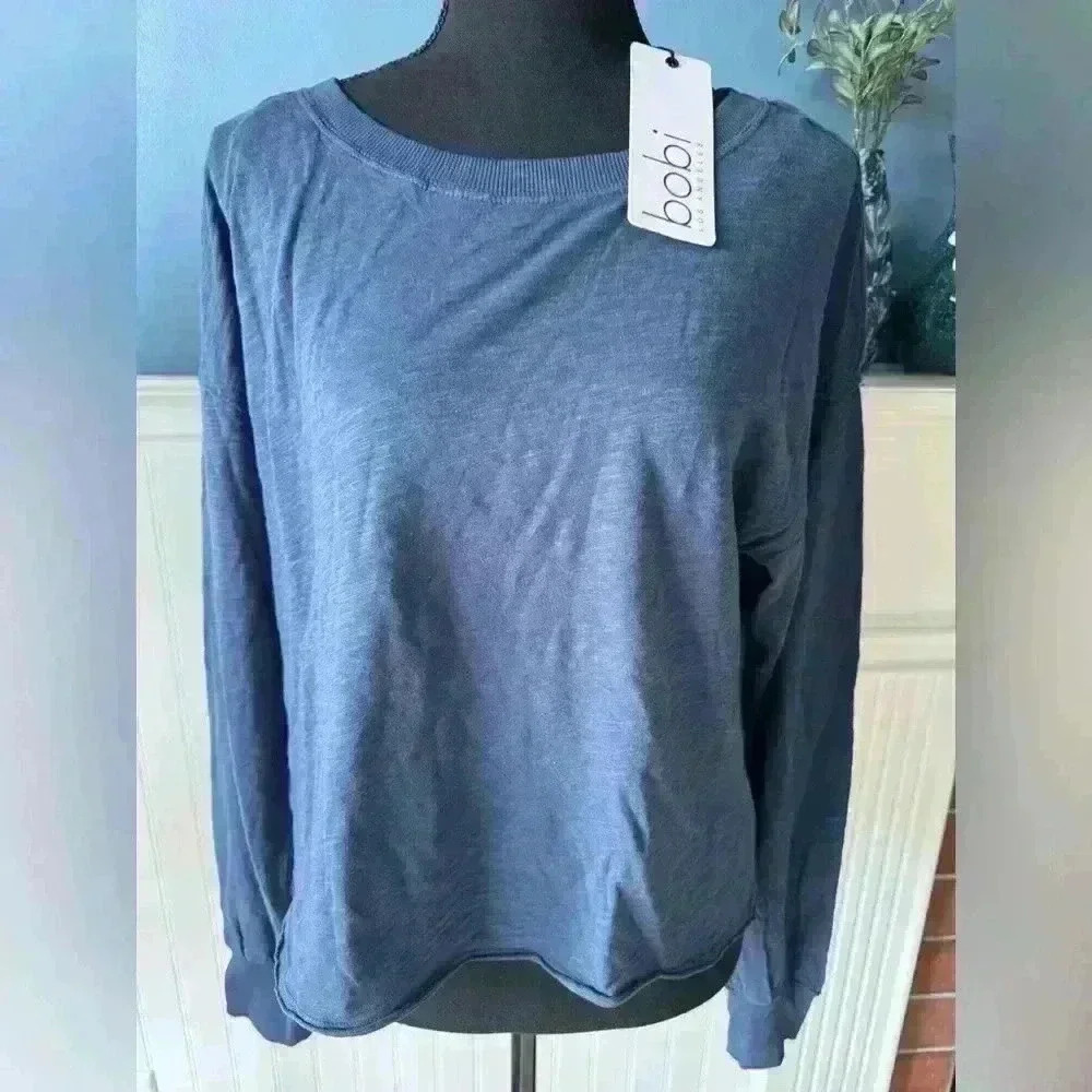 NWT Bobi Los Angeles Cropped Boxy Top ~ Coast Blue ~ Large - Picture 4 of 8